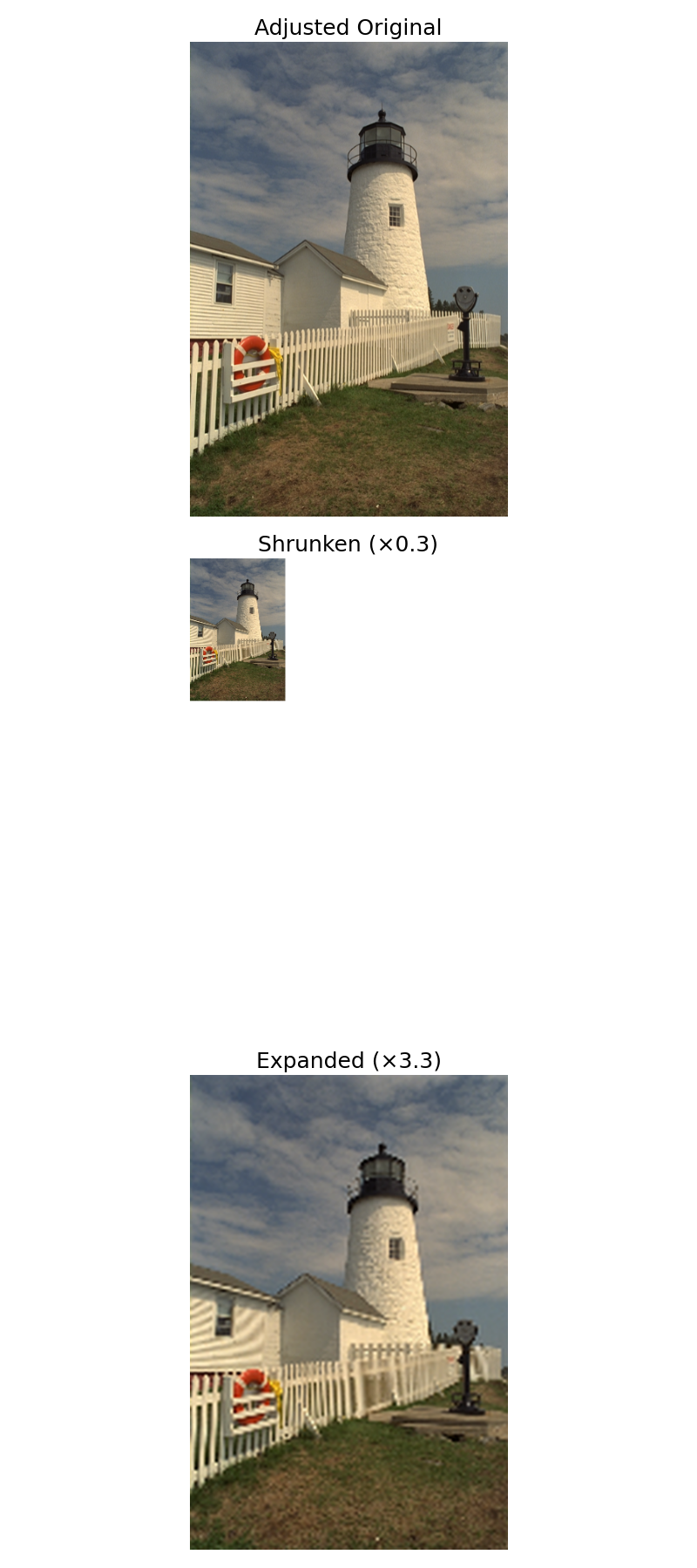 Adjusted Original, Shrunken (×0.3), Expanded (×3.3)
